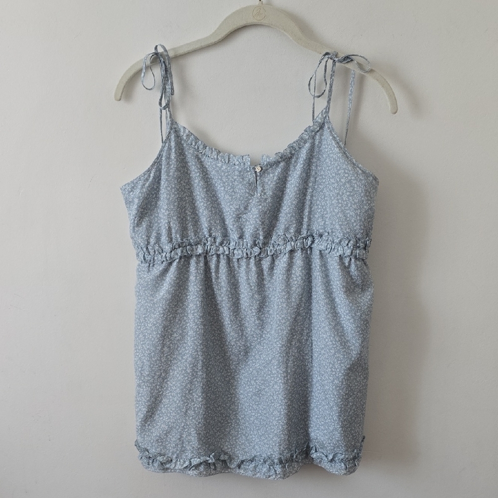 GAP Vintage Floral Camisole Babydoll Spaghetti Straps Silk/Cotton Size Large
